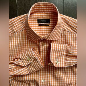 Eton - All cotton orange checkered dress shirt Size 40 (15 3/4” neck)